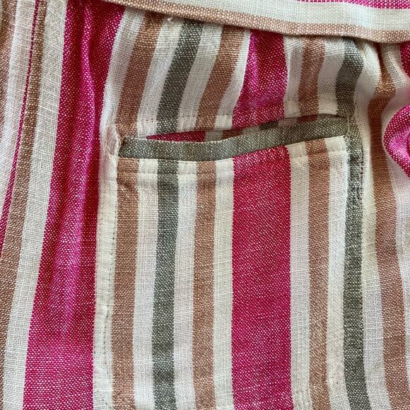 Rip Curl Pink Tan Striped Paper Bag Waist High Rise Shorts SM Summer Casual Boho - Picture 9 of 9